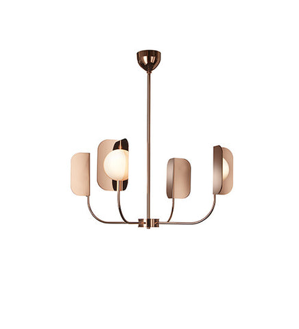 4L CHANDELIER WITH WHITE GLASSES