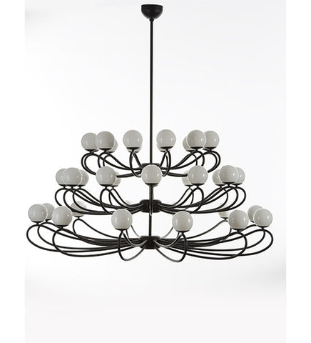 PAPILLON  36L CHANDELIER WITH WHITE GLASSES